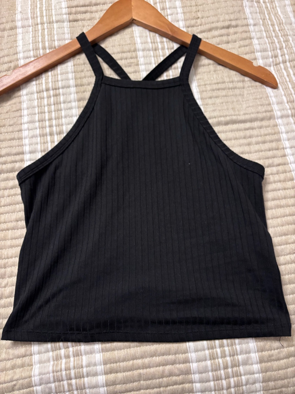 Ardene Black Ribbed High-Neck Tank Top